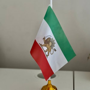 Iran Flag, Iran Table Stand Flag, Lion And Sun Flag, Shiro Khorshid Flag image 3