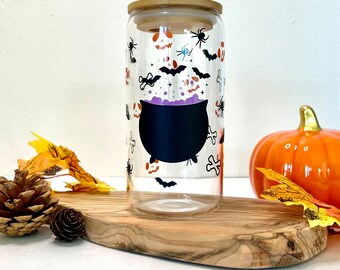 Glass can, Potion pot can, Halloween glass can, Glass Cup, Can Cup, Libbey cup, Beer Glass, Glass Tumbler, Tumbler With Straw