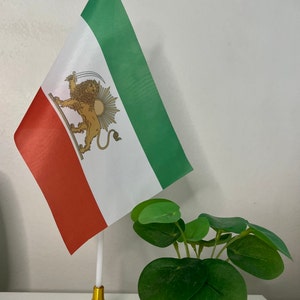 Iran Flag, Iran Table Stand Flag, Lion And Sun Flag, Shiro Khorshid Flag image 1