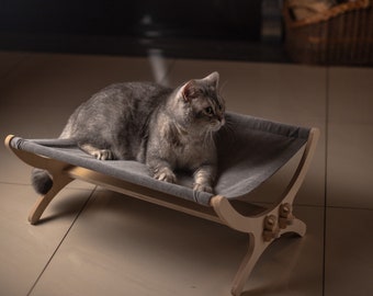 Cama para gatos, Hamaca para gatos, Casa cama para gatos, Casa para gatos de madera contrachapada, Muebles para gatos