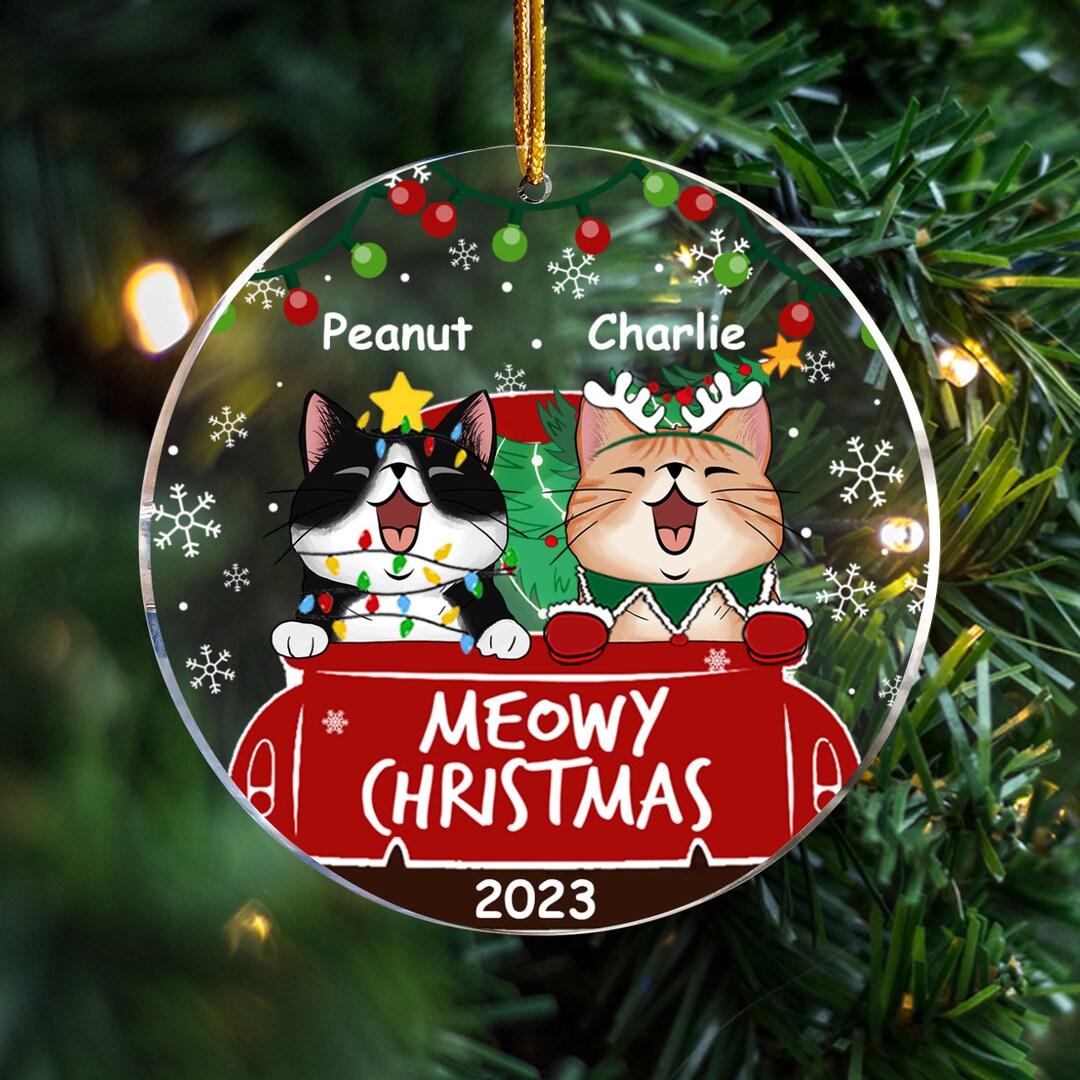 Personalized Cat Ornament Christmas Cat Ornament Meowy Etsy