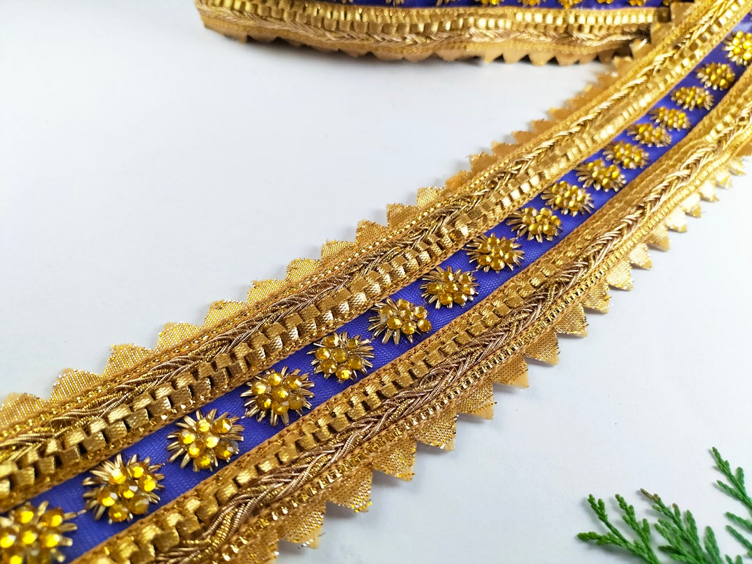 Indian Beaded Trim Golden Beaded Trim Net Beaded Trim Gota Etsy