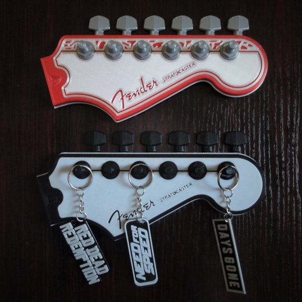 Custom Guitar Headstock Key holder, Fender Guitar Key Hanger Decoration. Wall mounted Key rack, Entryway organizer for Key storage.