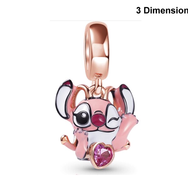 925 Sterling Silver Lilo & Stitch Scrump Charm For Necklace Or