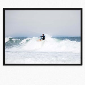 Fine Art Surf Wave Wall art, Coastal Ocean Surfing Framed Print, Coastline Surfer adventure Poster Photography, Summer surf Home Decor