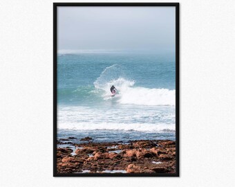 Portugal Coastal Surf Art Print, ingelijste oceaanfotografie