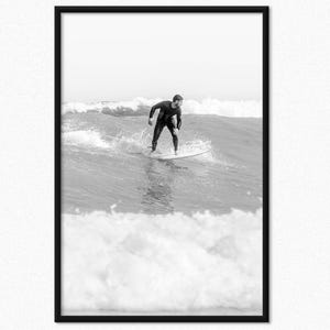 Black and White Surfer Print - Surf Wall Art - Ocean Wave Photography - Coastal Home Decor - Surfing Gift - Beach House Wall Art