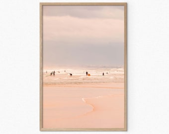 Pastel Beach Surf Art Print, Coastal Photography