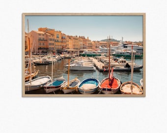 Saint-Tropez Boote Poster: Französische Riviera Küstenwandkunst