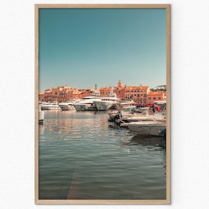 Framed Print Port of Saint-Tropez Wall Art Photography, French Riviera Yachts Canvas, Marina Saint Tropez France Cote d'Azur Poster Print