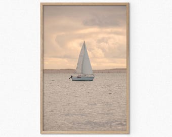 Framed Sailboat Art Print, Coastal Nautical Photography
