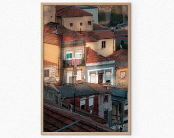 Porto Portugal Print, Rustic Houses Fine Art Photography, Framed Poster