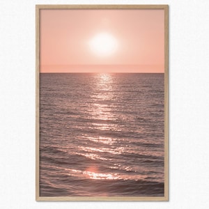 Posterdruck Rosa Ozean Wand Kunst Fotografie Nordsee Küste Sonnenuntergang Gerahmter Druck Sommer Strand Wohnkultur Poster Große Sonne Fine Art Print