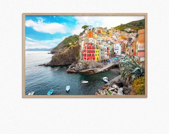 Riomaggiore Cinque Terre Italy Wall Art – Colorful Coastal Village Photography, Mediterranean Travel Poster Print
