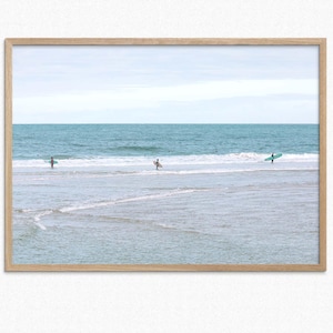 Fine Art Surf Wandkunst gerahmter Druck Fotografie, Küsten Frankreich Strand Surfen Wellen Wohnkultur Poster, Wassersport Abenteuer Atlantik