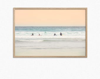 Sunset Surf Print | Coastal Beach Photography, Framed Fine Art Poster