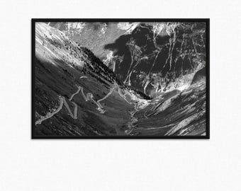 Stelvio Pass Black & White Photography Print | Framed Mountain Wall Art