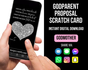 Godmother proposal card, Will you be my Godmother? Godmother Scratch Card, Digital Scratch Card, Baptism Godparent Proposal