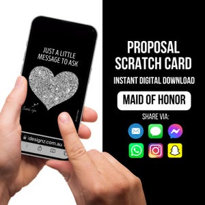 Carte à gratter pour proposition de demoiselle d'honneur, serez-vous ma demoiselle d'honneur, carte de proposition numérique, carte à gratter, carte du ministère de la Santé, idée de proposition