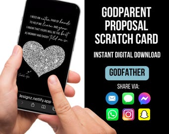 Godfather proposal card, Will you be my Godfather? Godfather Scratch Card, Digital Scratch Card, Baptism, Godparent Proposal, Godfather Card