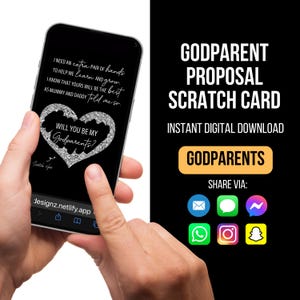 Will you be my Godparents Proposal, Godparents Proposal Digital Scratch Card, Baptism Proposal Card, Will you be my godparent card
