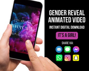 Girl Gender Reveal Announcement Video, It's a Girl Pregnancy Announcement, Digital Gender Reveal Video, Baby Girl Announcement, Girl Reveal