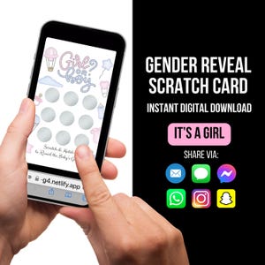 Carte à gratter sexe révélateur, carte numérique à gratter C'est une fille, faire-part de genre, idée de révéler le sexe, carte à gratter révélatrice, Ecard