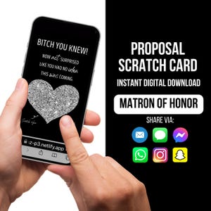 Carte à gratter pour proposition de maîtresse d'honneur, seras-tu ma maîtresse d'honneur, carte de proposition numérique, carte à gratter, carte de demoiselle d'honneur, dis que je fais