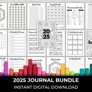 Tracker Bundle, Journal Trackers, Pixel Tracker, Printable Journal Pages, Tracker Journal, Year in Pixels, Habit Trackers, Planner templates