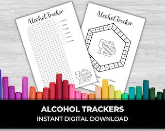 Alcohol Tracker, Journal Trackers, Pixel Tracker, Printable Journal Page, Tracker Journal, Year in Pixels, Monthly Tracker, Planner template