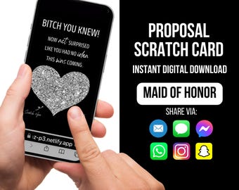 Maid of Honor Proposal Scratch Card, Will you be my Maid of Honor, Digital Proposal Card, Scratch off Card, MOH Card, Proposal Idea