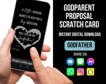 Carte de proposition de parrain, serez-vous mon parrain ? Carte à gratter parrain, carte à gratter numérique, proposition de baptême parrain et marraine, baptême