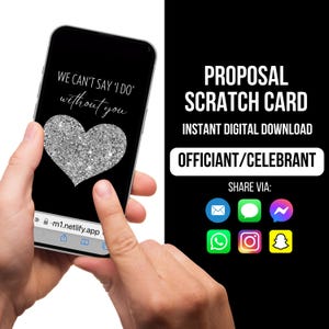 Carte à gratter pour proposition de célébrant, Carte pour proposition de célébrant, allez-vous nous épouser ? Serez-vous notre célébrant ? Proposition de célébrant, carte de célébrant