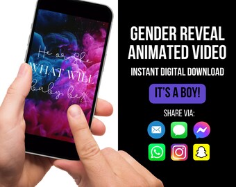 It's a Boy Digital Gender Reveal Announcement, Pregnancy Announcement, Gender Reveal Video, Baby Boy Announcement, We're having a Boy