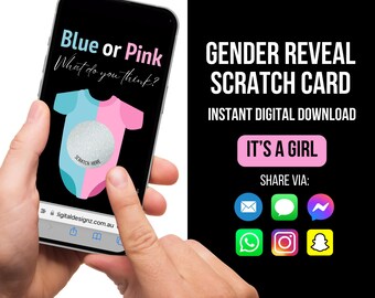 Gender Reveal Scratch Card, It's a Girl Digital Scratch Off Card, Gender Announcement Card, Gender Reveal Idea, Scratchcard Reveal, Ecard