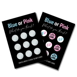 5 cartes à gratter pour révéler le sexe, C'est une fille, idées pour révéler le sexe, faire-part de genre, baby shower, jeu de révélation de genre, grossesse