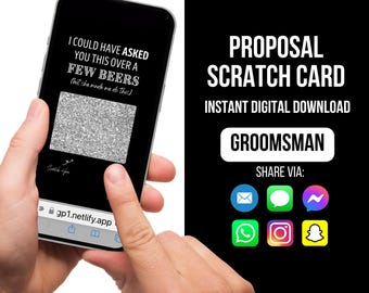 Groomsman Proposal Scratch Card, Groomsmen Proposal Scratch Card, Funny Groomsman Card, Digital Card, Will you be my Groomsman, Ecard