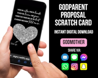 Godmother proposal card, Will you be my Godmother? Godmother Scratch Card, Digital Scratch Card, Baptism Godparent Proposal