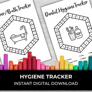 Shower Tracker, Bath Tracker, Teeth Brushing Tracker, Hygiene Tracker, Monthly Tracker, Pixel Tracker, Printable Journal Page, Habit Tracker image 3