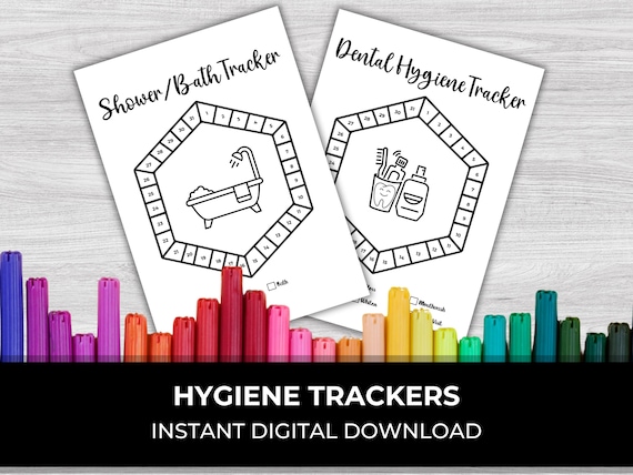 Shower Tracker, Bath Tracker, Teeth Brushing Tracker, Hygiene Tracker, Monthly Tracker, Pixel Tracker, Printable Journal Page, Habit Tracker