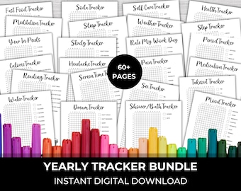 Tracker Bundle, Journal Trackers, Pixel Tracker, Printable Journal Pages, Tracker Journal, Year in Pixels, Habit Trackers, Planner templates