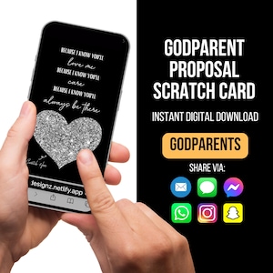 Carte de proposition pour parrain et marraine, serez-vous mes parrains et marraines ? Carte à gratter pour parrain et marraine, Carte à gratter numérique, Proposition de baptême parrain et marraine, Carte pour parrain et marraine