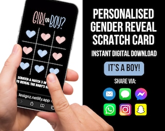 Digital Gender Reveal, Boy Gender Reveal Scratch Card, Boy or Girl Scratch Card, Gender Reveal Ideas, Baby Reveal Cards, It's a Boy