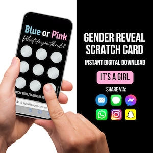 Carte à gratter sexe révélateur, carte numérique à gratter C'est une fille, faire-part de genre, idée de révéler le sexe, carte à gratter révélatrice, Ecard