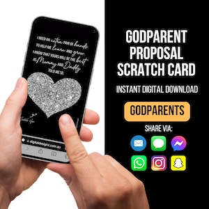 Carte de proposition pour parrain et marraine, serez-vous mes parrains et marraines ? Carte à gratter pour parrain et marraine, Carte à gratter numérique, Proposition de baptême pour parrain et marraine