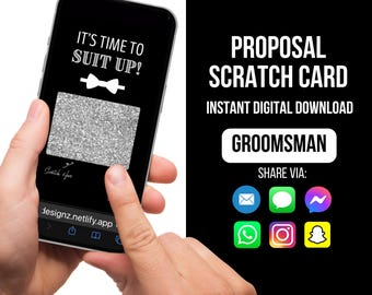 Groomsman Proposal Scratch Card, Will you be my Groomsman, Time to Suit Up Card, Groomsman Proposal, Digital Scratch Card, Wedding Proposal