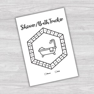Shower Tracker, Bath Tracker, Teeth Brushing Tracker, Hygiene Tracker, Monthly Tracker, Pixel Tracker, Printable Journal Page, Habit Tracker image 4