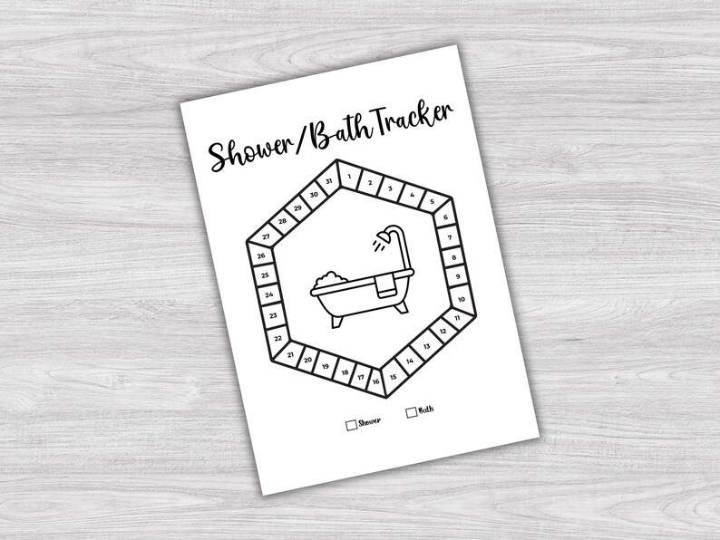 Shower Tracker, Bath Tracker, Teeth Brushing Tracker, Hygiene Tracker, Monthly Tracker, Pixel Tracker, Printable Journal Page, Habit Tracker image 4