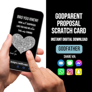 Carte de proposition de parrain, serez-vous mon parrain ? Carte à gratter parrain, carte à gratter numérique, baptême, proposition de parrain, carte de parrain