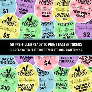 Easter Egg Tokens, Editable Easter Egg Coupons, Printable Easter Egg Coupons for Kids, Printable Easter Tokens, Easter Egg Fillers